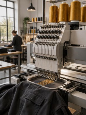 Professionele borduurmachine in het atelier